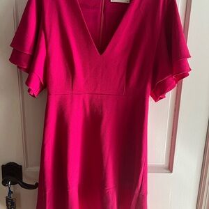 Vibrant Pink V-Neck Dress